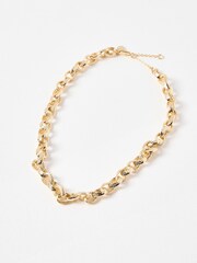 Oliver Bonas Gold Tone Elna Twisted Links Collar Necklace - Image 1 of 1