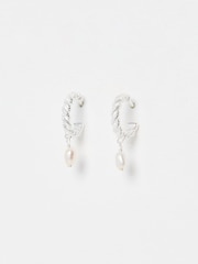 Oliver Bonas White Margot Pearl Twisted Hoop Earrings - Image 2 of 3