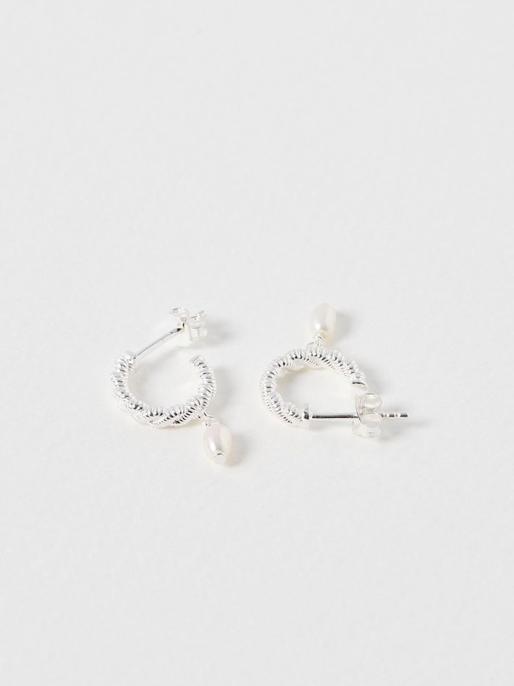 Oliver Bonas White Margot Pearl Twisted Hoop Earrings - Image 3 of 3 Oliver Bonas White Margot Pearl Twisted Hoop Earrings - Image 3 of 3