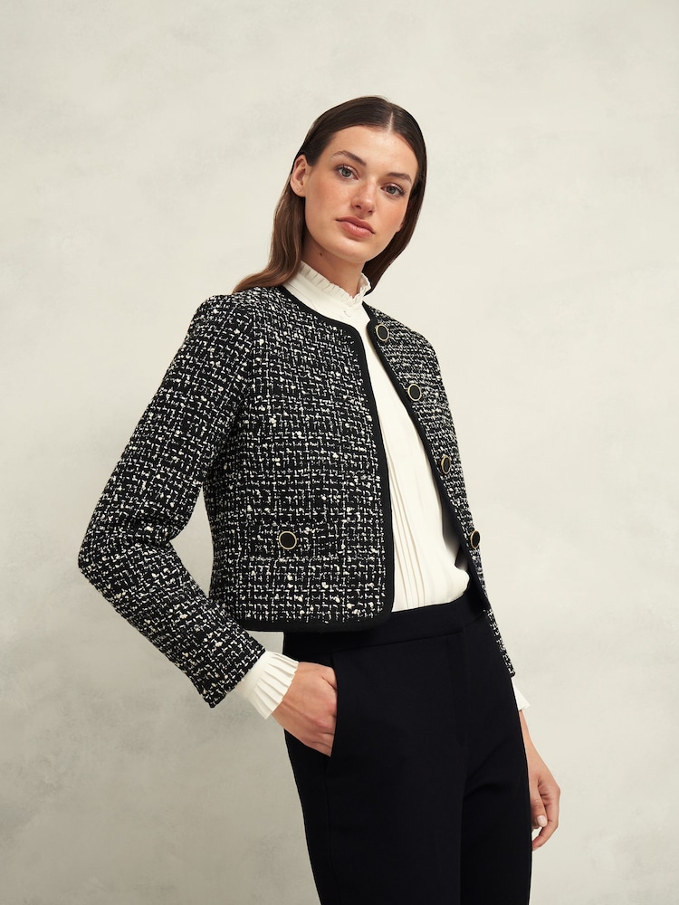 Hobbs Black Emilia Tweed Jacket - Image 1 of 4 Hobbs Black Emilia Tweed Jacket - Image 1 of 4