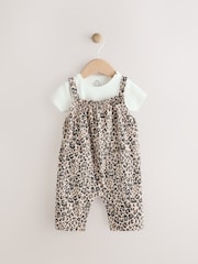 Tan Brown Leopard Print and Ecru Baby Romper and Bodysuit Set (0mths-3yrs) (0mths-3yrs) - Image 1 of 9
