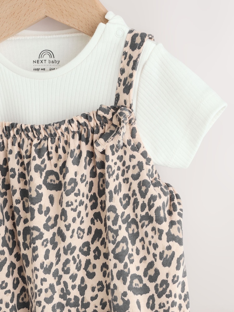 Tan Brown Leopard Print and Ecru Baby Romper and Bodysuit Set (0mths-3yrs) (0mths-3yrs) - Image 4 of 9