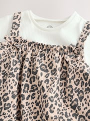Tan Brown Leopard Print and Ecru Baby Romper and Bodysuit Set (0mths-3yrs) (0mths-3yrs) - Image 5 of 9