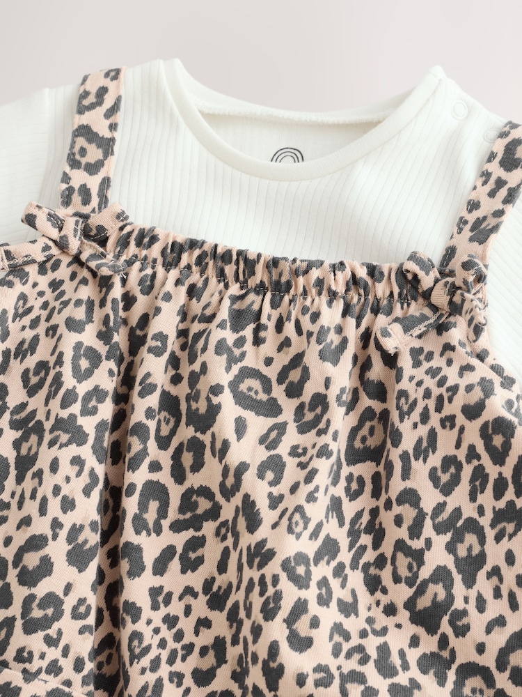 Tan Brown Leopard Print and Ecru Baby Romper and Bodysuit Set (0mths-3yrs) (0mths-3yrs) - Image 5 of 9