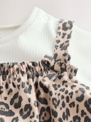 Tan Brown Leopard Print and Ecru Baby Romper and Bodysuit Set (0mths-3yrs) (0mths-3yrs) - Image 8 of 9