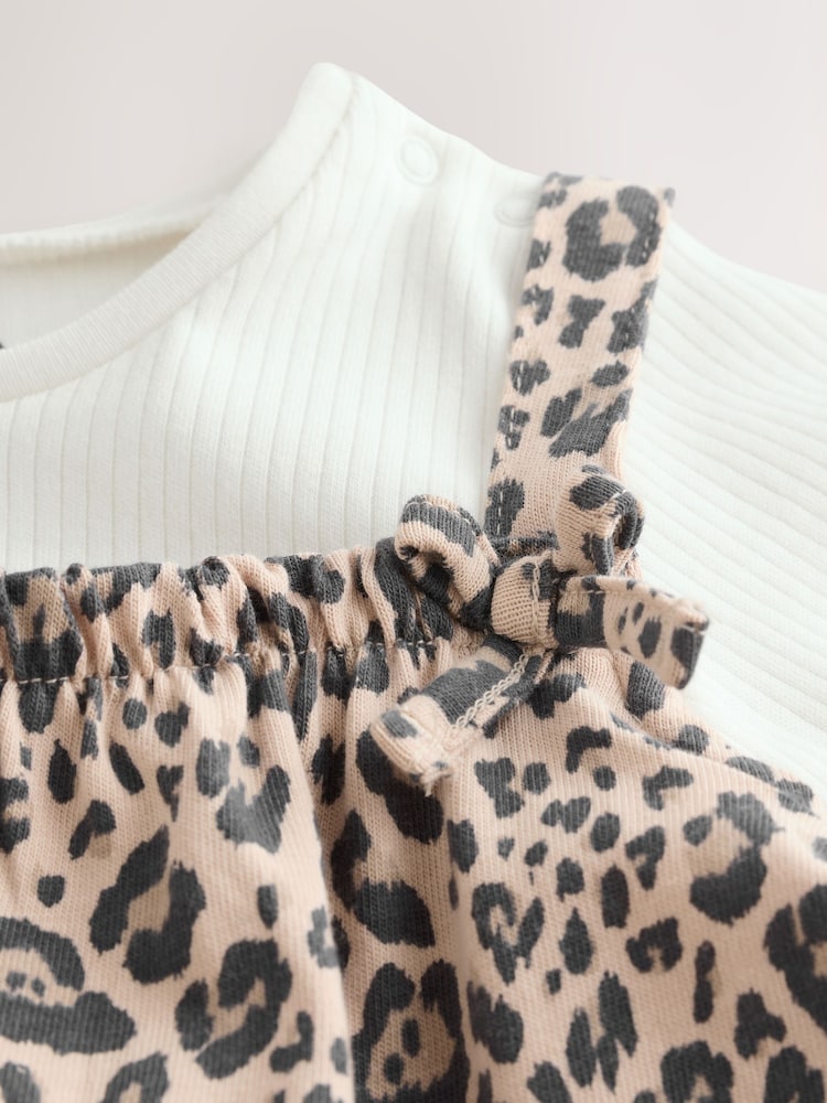 Tan Brown Leopard Print and Ecru Baby Romper and Bodysuit Set (0mths-3yrs) (0mths-3yrs) - Image 8 of 9