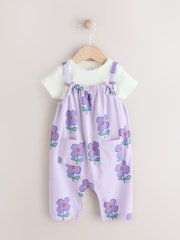 Lilac Purple Flower Baby Romper and Bodysuit Set (0mths-3yrs) (0mths-3yrs) - Image 1 of 9