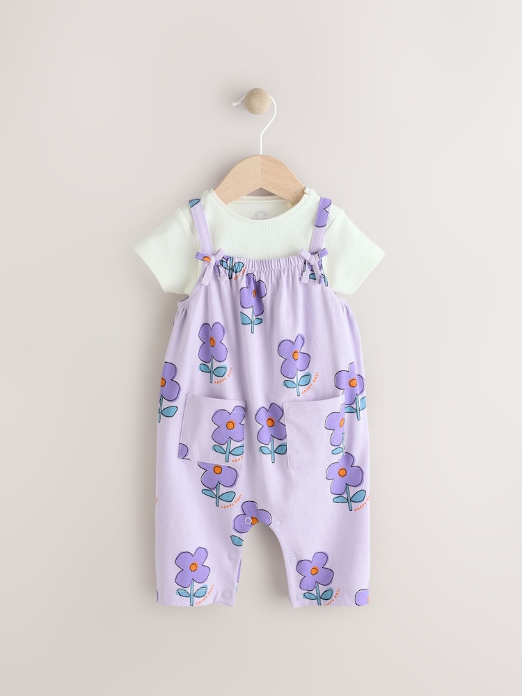 Lilac Purple Flower Baby Romper and Bodysuit Set (0mths-3yrs) (0mths-3yrs) - Image 9 of 9