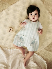 Mint Green Stripe Baby Short Sleeve Bodysuit and Dungarees Set (0mths-2yrs) - Image 1 of 13