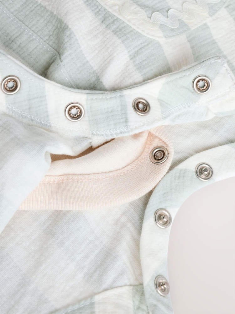 Mint Green Stripe Baby Short Sleeve Bodysuit and Dungarees Set (0mths-2yrs) - Image 13 of 13