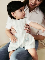 Mint Green Stripe Baby Short Sleeve Bodysuit and Dungarees Set (0mths-2yrs) - Image 3 of 13