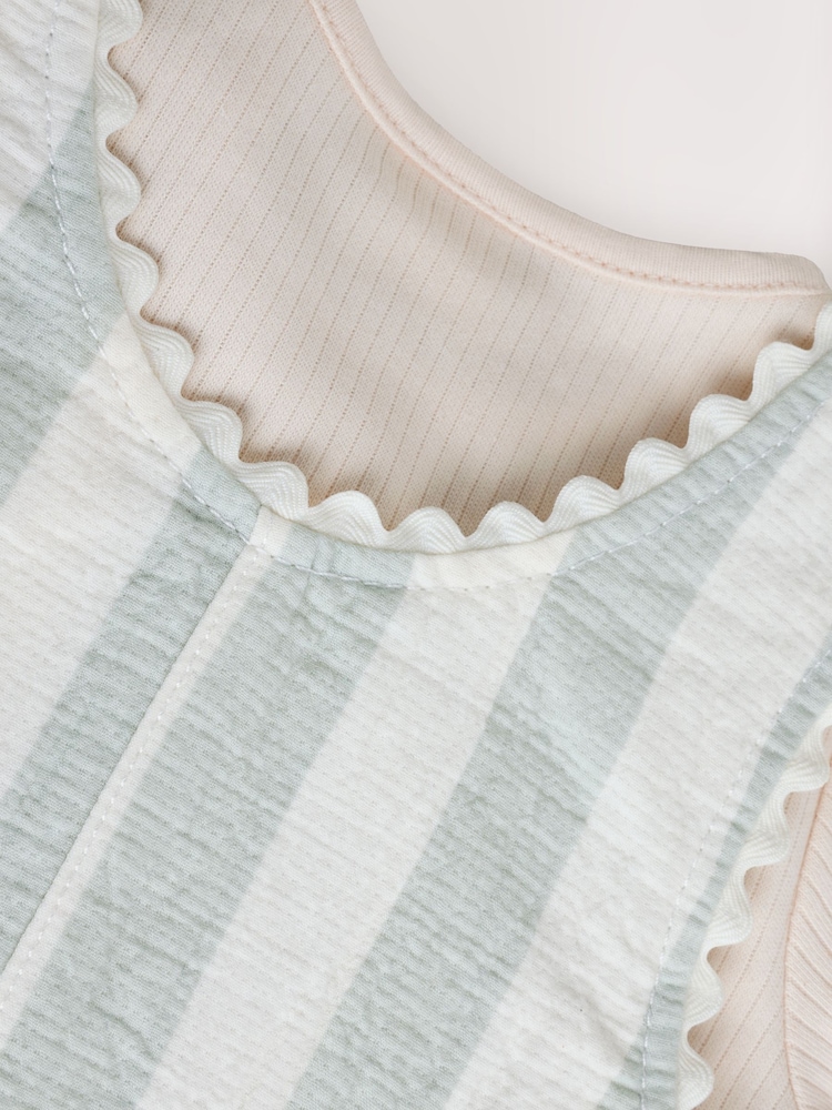 Mint Green Stripe Baby Short Sleeve Bodysuit and Dungarees Set (0mths-2yrs) - Image 8 of 13