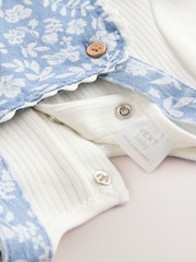 Jeans floral e bege - Conjunto de macacão e macacão de manga curta para bebês (0meses a2anos) - Imagem 11 de 12