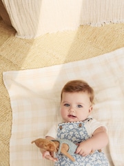 Jeans floral e bege - Conjunto de macacão e macacão de manga curta para bebês (0meses a2anos) - Imagem 2 de 12