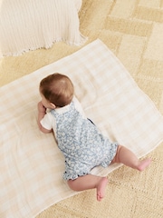 Jeans floral e bege - Conjunto de macacão e macacão de manga curta para bebês (0meses a2anos) - Imagem 5 de 12