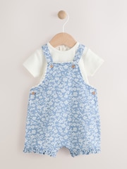 Jeans floral e bege - Conjunto de macacão e macacão de manga curta para bebês (0meses a2anos) - Imagem 7 de 12