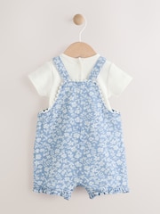 Jeans floral e bege - Conjunto de macacão e macacão de manga curta para bebês (0meses a2anos) - Imagem 9 de 12