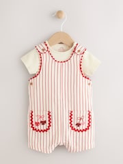 Red Stripe Cherry Baby Short Sleeve Bodysuit and Dungarees Set (0mths-2yrs) - Image 1 of 10