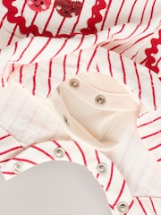 Red Stripe Cherry Baby Short Sleeve Bodysuit and Dungarees Set (0mths-2yrs) - Image 10 of 10