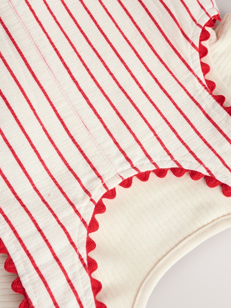 Red Stripe Cherry Baby Short Sleeve Bodysuit and Dungarees Set (0mths-2yrs) - Image 7 of 10