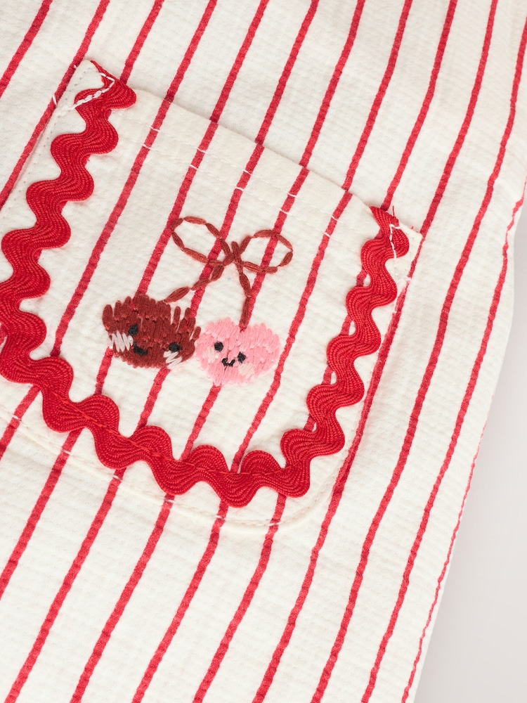 Red Stripe Cherry Baby Short Sleeve Bodysuit and Dungarees Set (0mths-2yrs) - Image 9 of 10