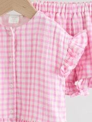 Pink Gingham 100% Cotton Baby Shirt And Shorts Set (0mths-3yrs) - Image 11 of 15