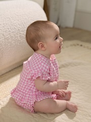 Pink Gingham 100% Cotton Baby Shirt And Shorts Set (0mths-3yrs) - Image 2 of 15