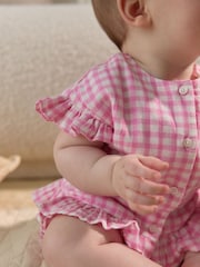 Pink Gingham 100% Cotton Baby Shirt And Shorts Set (0mths-3yrs) - Image 3 of 15