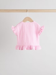 Pink Gingham 100% Cotton Baby Shirt And Shorts Set (0mths-3yrs) - Image 9 of 15
