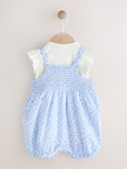 Blue/White Floral Baby Short Sleeve Bodysuit and Dungarees Set (0mths-2yrs) - Image 3 of 9