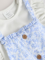 Blue/White Floral Baby Short Sleeve Bodysuit and Dungarees Set (0mths-2yrs) - Image 6 of 9