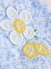 Blue/White Floral Baby Short Sleeve Bodysuit and Dungarees Set (0mths-2yrs) - Image 7 of 9