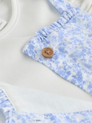 Blue/White Floral Baby Short Sleeve Bodysuit and Dungarees Set (0mths-2yrs) - Image 8 of 9
