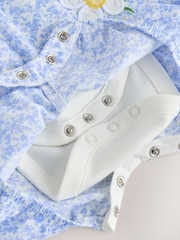 Blue/White Floral Baby Short Sleeve Bodysuit and Dungarees Set (0mths-2yrs) - Image 9 of 9