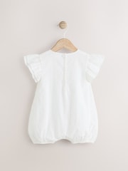 White Broderie Baby 100% Cotton Romper (0mths-2yrs) - Image 2 of 6