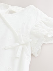 White Broderie Baby 100% Cotton Romper (0mths-2yrs) - Image 6 of 6