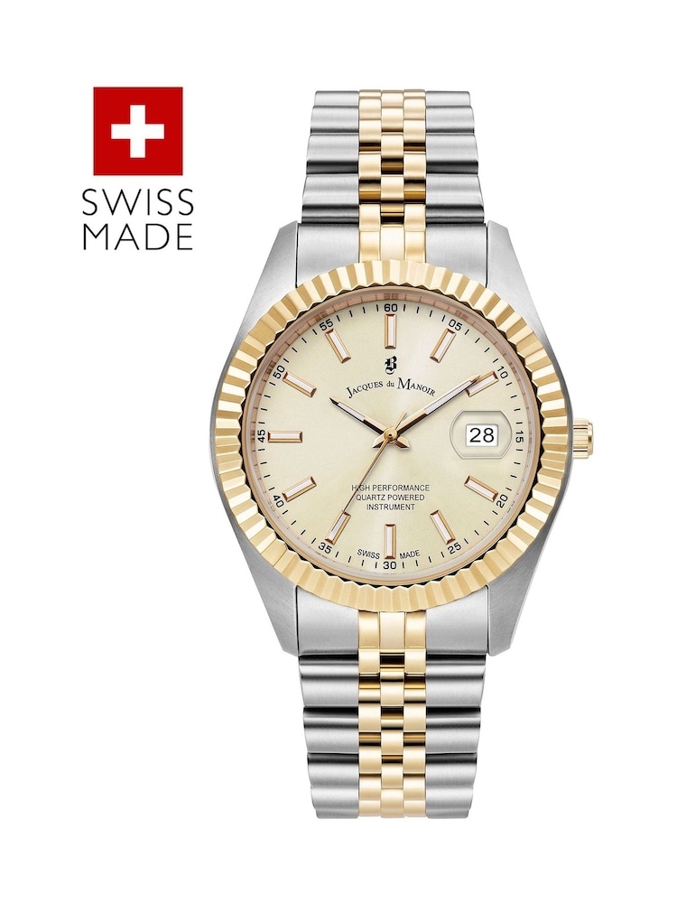 Jacques Du Manoir Silver Tone Unisex Swiss Made Inspiration Business Bracelet Watch - Image 1 of 4