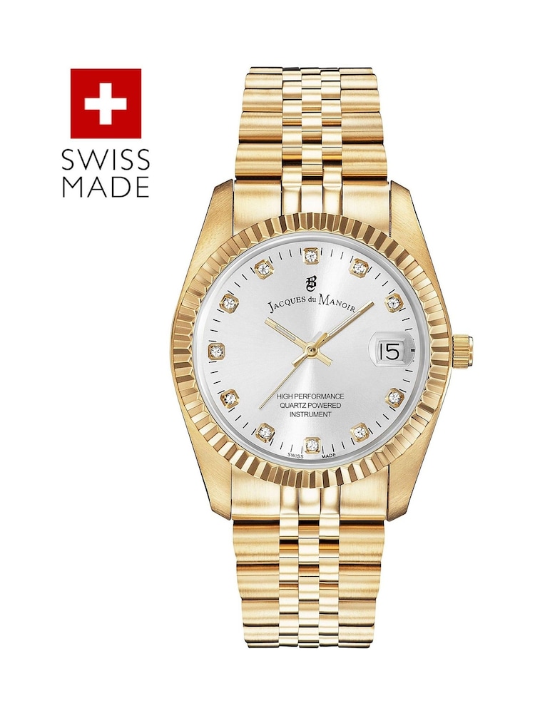 Jacques Du Manoir Gold Tone Ladies Swiss Made Inspiration Bracelet Watch - Image 1 of 4