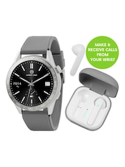 Harry Lime Grey Series 27 Silicone Strap Smart Watch With True Wireless Earphone In Charging Case - Image 1 of 6
