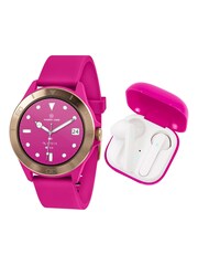 Harry Lime Pink Series 7 Silicone Strap Smart Watch With True Wireless Earphones in Charging Case - Image 1 of 5