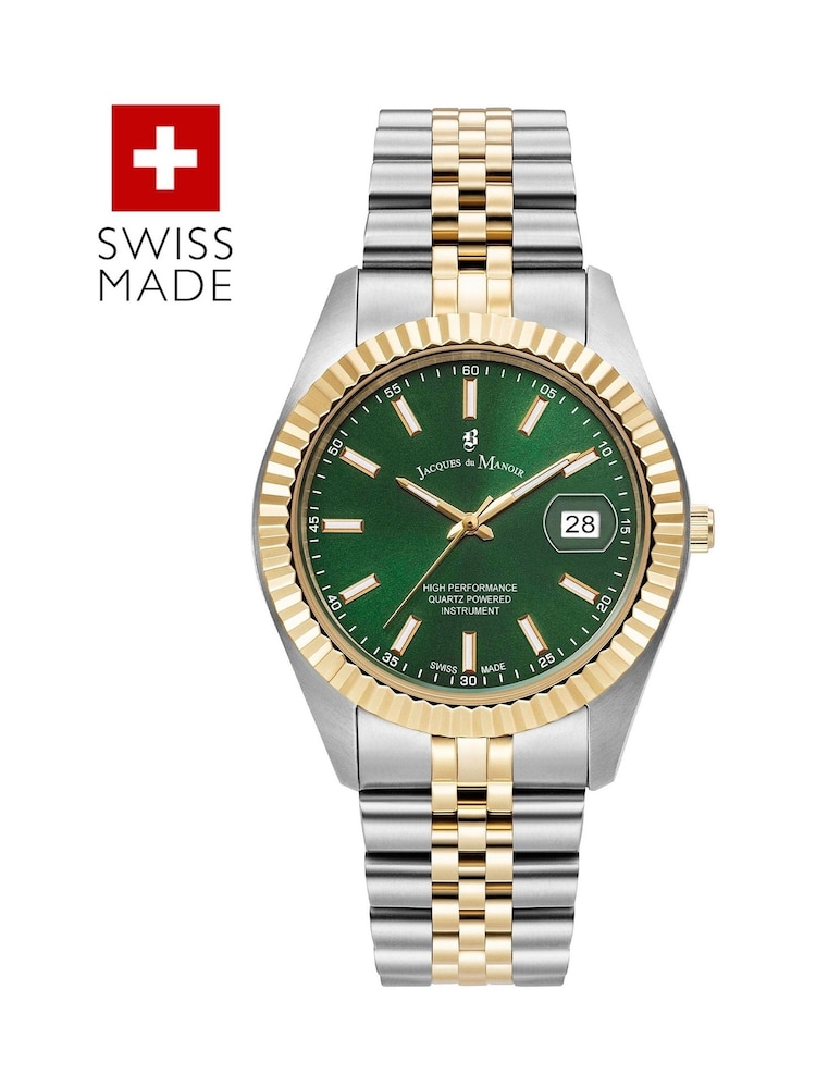 Jacques Du Manoir Silver Tone Unisex Swiss Made Inspiration Business Bracelet Watch - Image 1 of 4