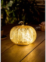 Orange Gold Mercury Glass Pumpkin Outdoor Solar Light - Image 1 of 5