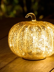 Orange Gold Mercury Glass Pumpkin Outdoor Solar Light - Image 3 of 5