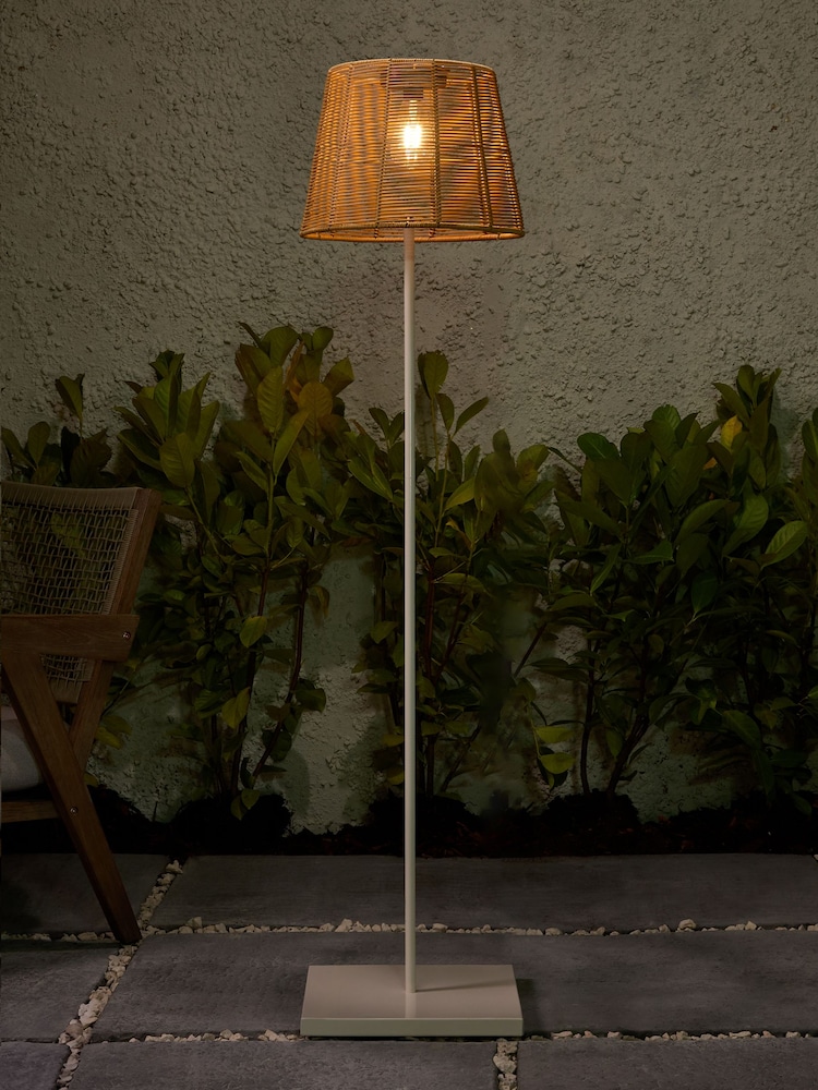 Natural Rattan effect Solar Outdoor Floor Lamp - Image 1 of 5
