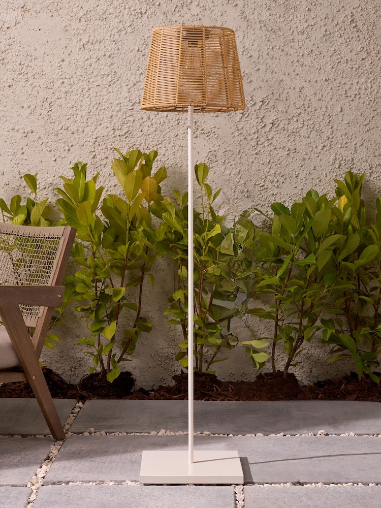 Natural Rattan effect Solar Outdoor Floor Lamp - Image 2 of 5