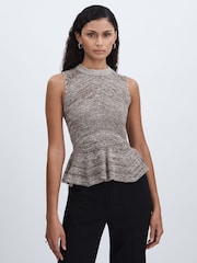 Anna Quan Cotton-Blend Knitted Peplum Top - Image 1 of 6