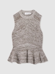 Anna Quan Cotton-Blend Knitted Peplum Top - Image 2 of 6
