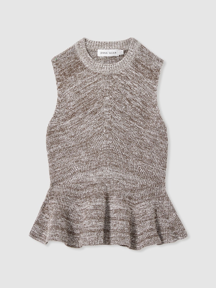 Anna Quan Cotton-Blend Knitted Peplum Top - Image 2 of 6