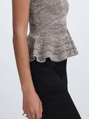 Anna Quan Cotton-Blend Knitted Peplum Top - Image 4 of 6