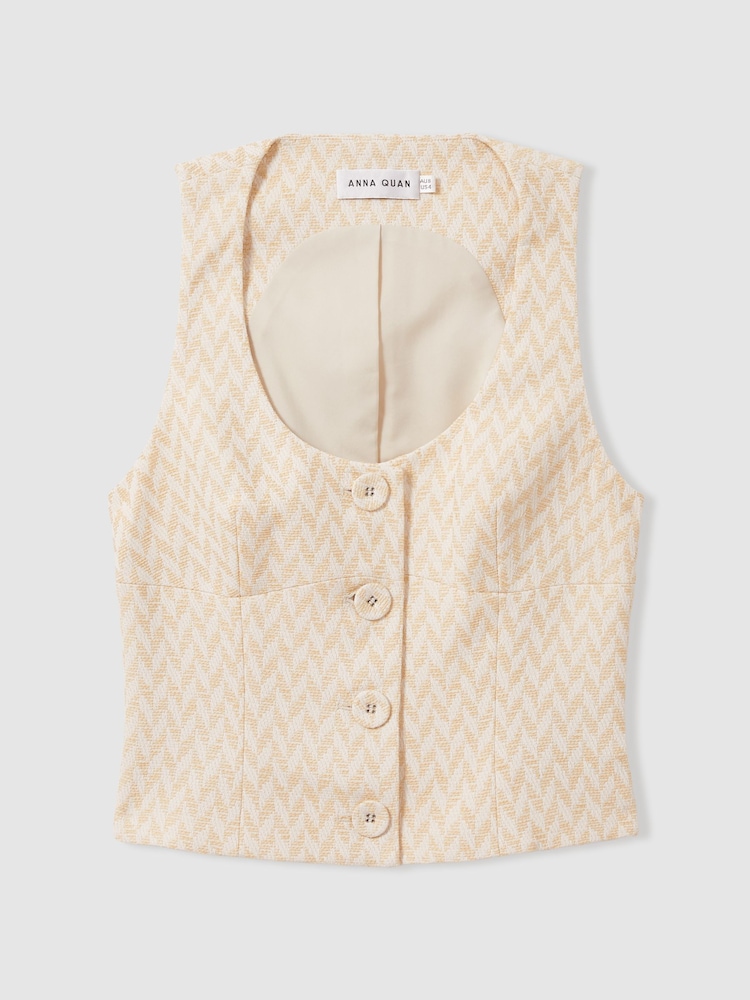 Anna Quan Chevron-Weave Button-Through Top - Image 2 of 6